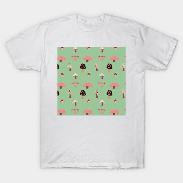 Cottage mushrooms - forest green T-Shirt by RoseAesthetic